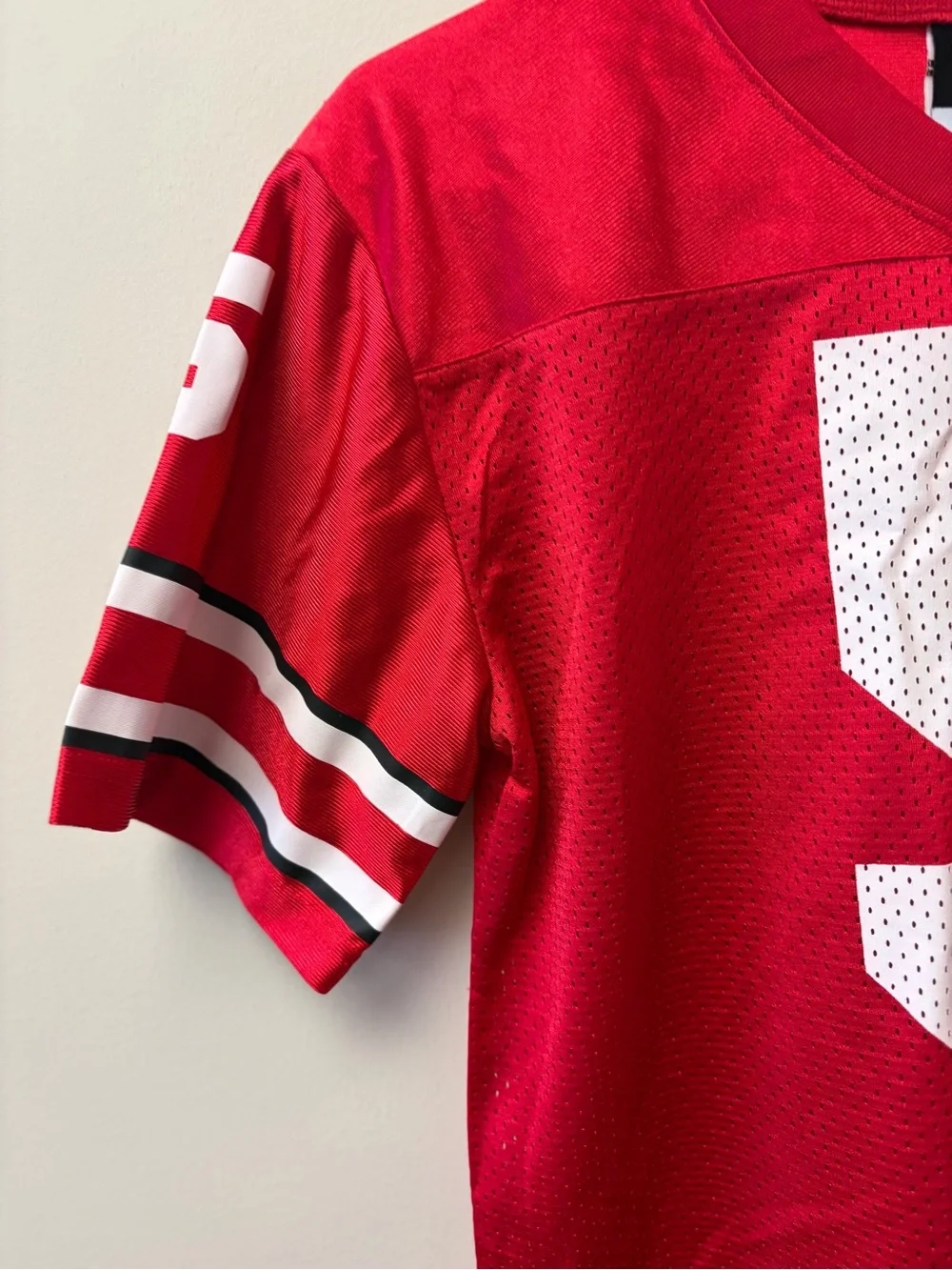 Nike Red Youth Football Jersey with White Number 5